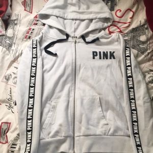 VS Pink white zip up hoodie